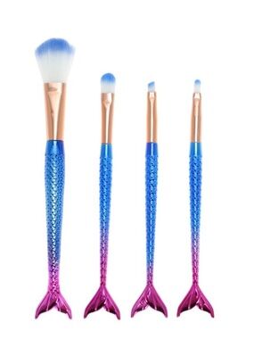 🆕 Unique Bargains Portable Mermaid
Makeup Brush Set Blue - Set of 10 pcs